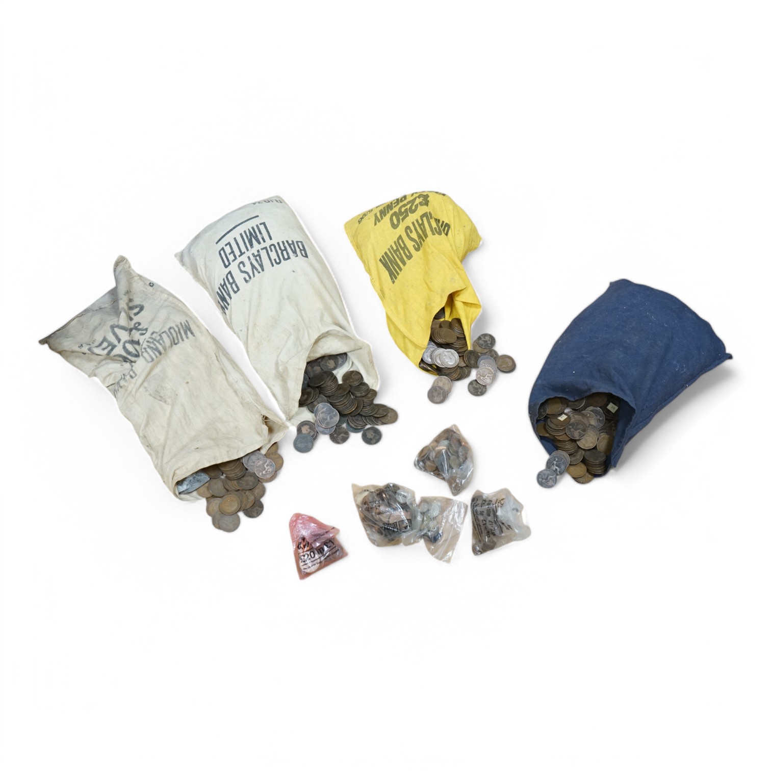 Four bags of old copper pennies. Condition - varies